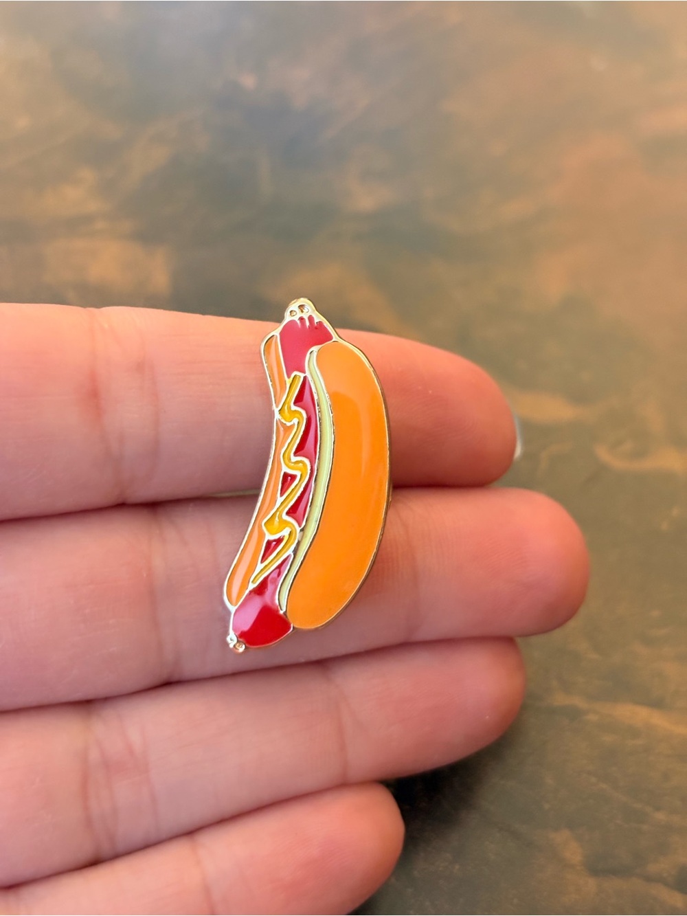 Hot Dog Enamel Pin - Orange & Red